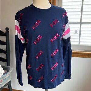 VS PINK long sleeve sequin tee SMALL